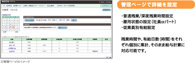 管理ページで詳細を設定